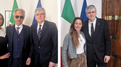Turismo, il Ministro Gianmarco Mazzi incontra Sofia Goggia e Andrea e Veronica Bocelli